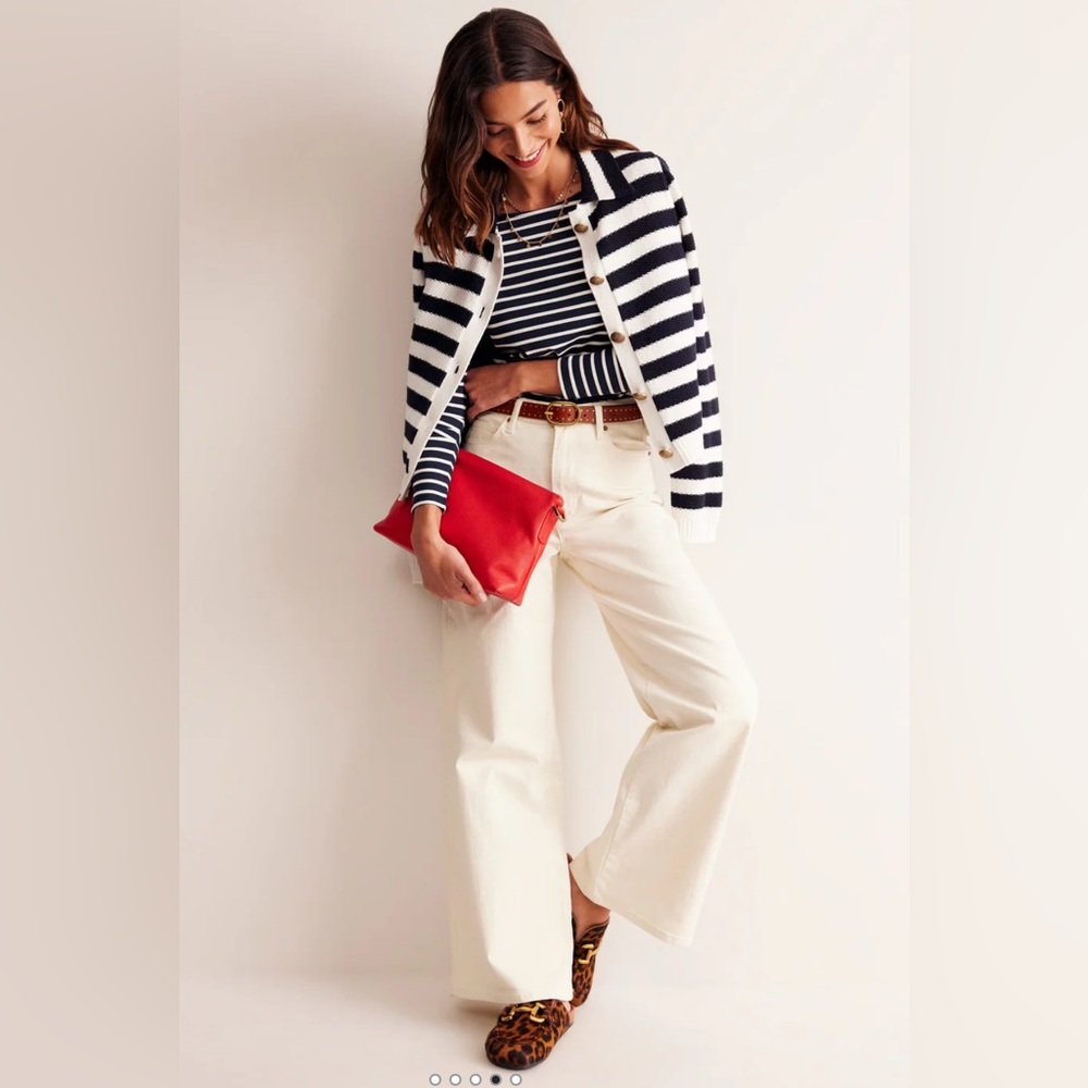 Boden Navy and White Striped Long Sleeve Tee